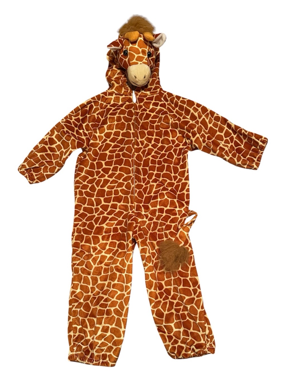 Giraffe Plush Hooded Kids One-Piece Costume - Brown Giraffe Print-Size 36”